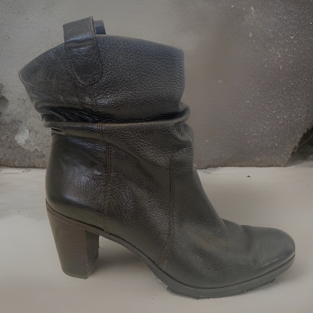 ❤️ Womens 8 CIRCA JOAN DAVID CJ KIRSTIN Black Leather Ankle Slouch Boots Heeled